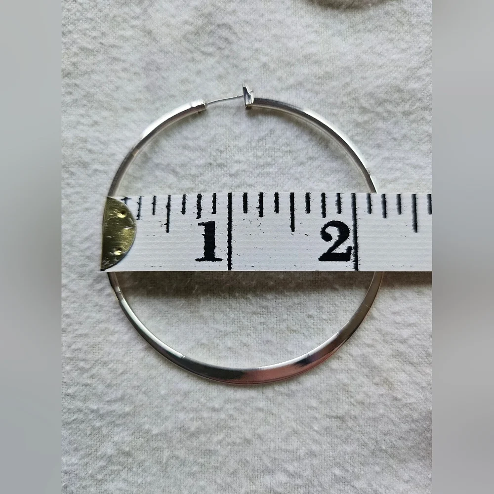 Premier Designs On The Town Silver Plated Hoop Earrings, Large, Reflective, NIB - Picture 15 of 16